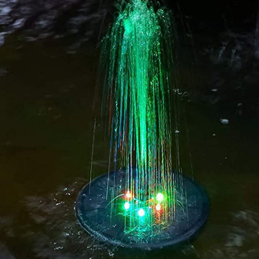 Floating Solar Fountain Pump with LED Lights Bird Bath Water Pump with 7 Nozzles
