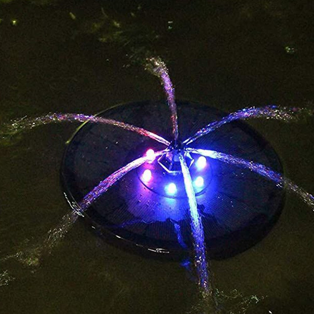Floating Solar Fountain Pump with LED Lights Bird Bath Water Pump with 7 Nozzles