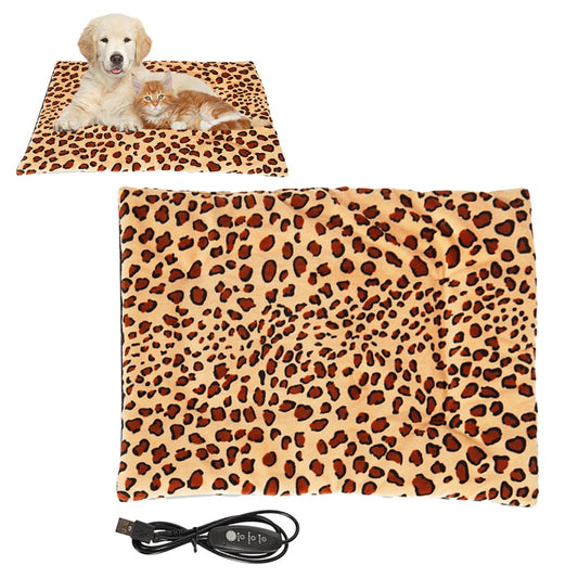 37x47cm Electric Pet Heating Pad for Dogs and Cats Warm Pet Bed Mat Pet Heated Mat Brown