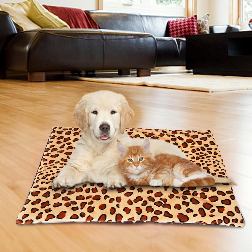 37x47cm Electric Pet Heating Pad for Dogs and Cats Warm Pet Bed Mat Pet Heated Mat Brown