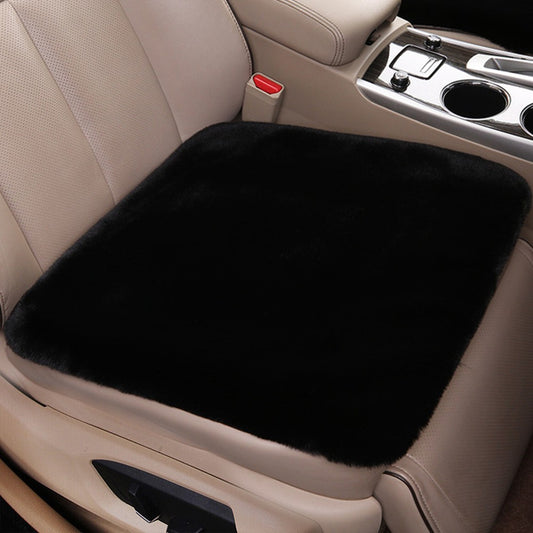 2Pcs 44x44cm Warm Car Front Seat Cover Plush Cushion Pad Seat Protection Mat Black
