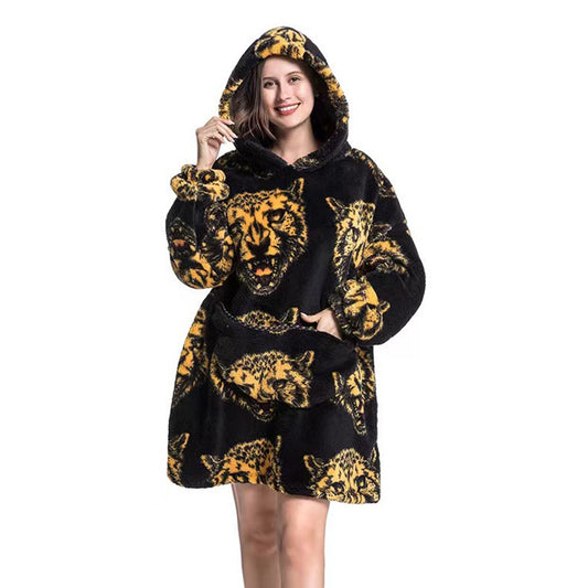 Unisex Adult Hooded Blanket Wearable Blanket Oversized Hoodie Blanket Black