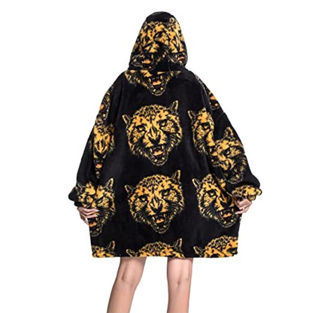 Unisex Adult Hooded Blanket Wearable Blanket Oversized Hoodie Blanket Black