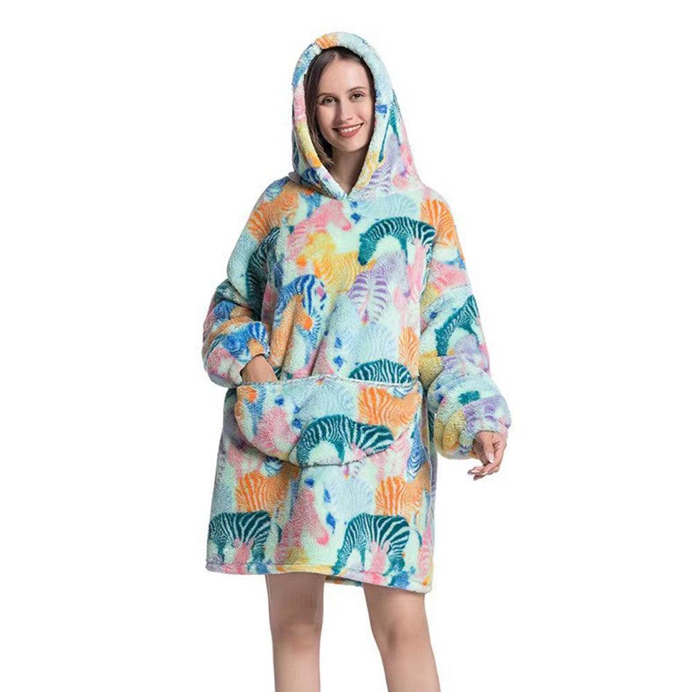 Unisex Adult Hooded Blanket Wearable Blanket Oversized Hoodie Blanket Multicolor