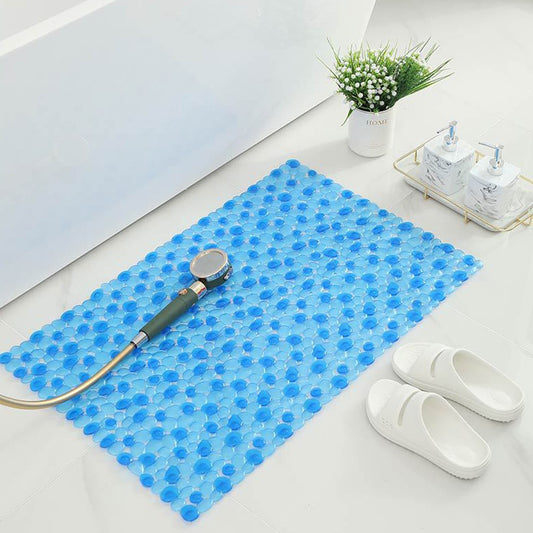 33x63cm Pebble Bathroom Mat Non Slip Shower Mat PVC Bathtub Mat with Suction Cups Blue