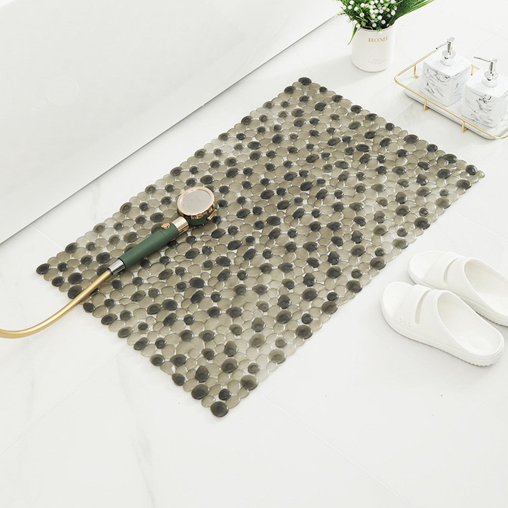33x63cm Pebble Bathroom Mat Non Slip Shower Mat PVC Bathtub Mat with Suction Cups Grey
