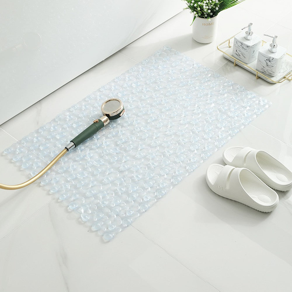 33x63cm Pebble Bathroom Mat Non Slip Shower Mat PVC Bathtub Mat with Suction Cups White
