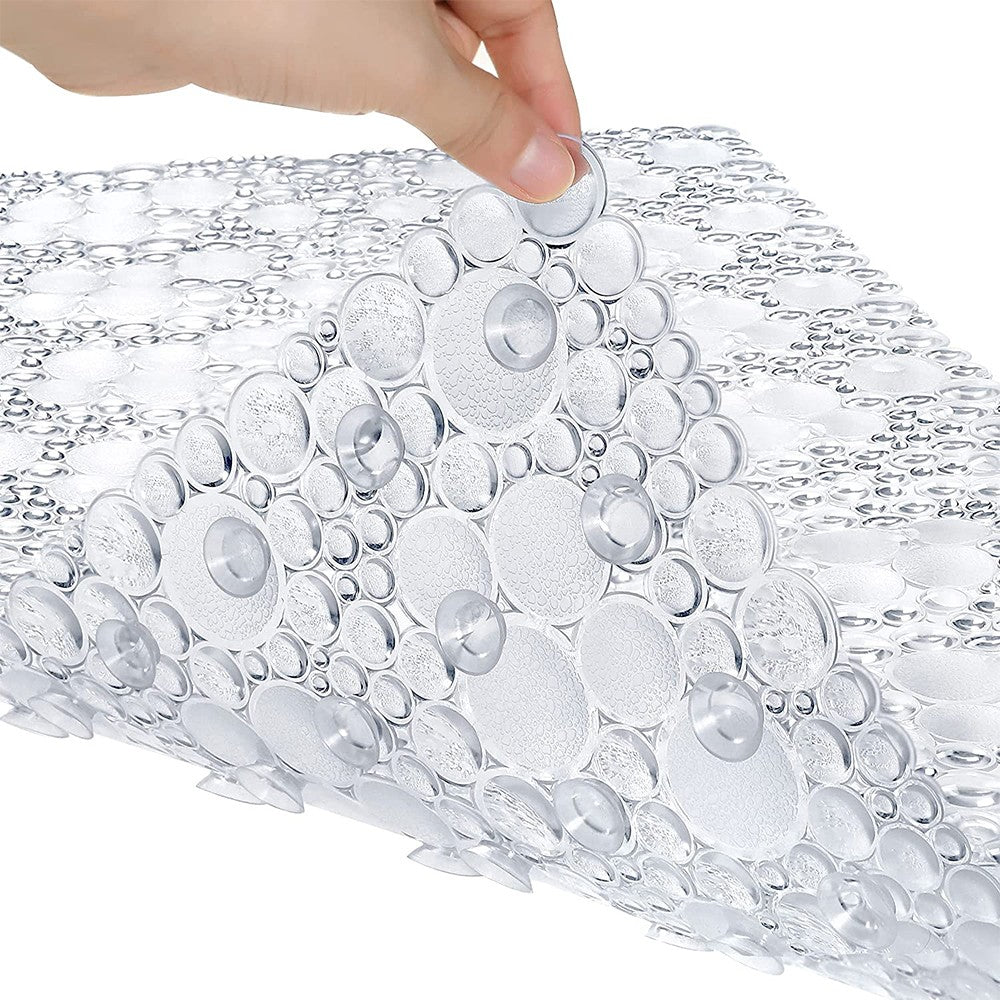 43x73cm Pebble Bathroom Mat Non Slip Shower Mat PVC Bathtub Mat with Suction Cups White