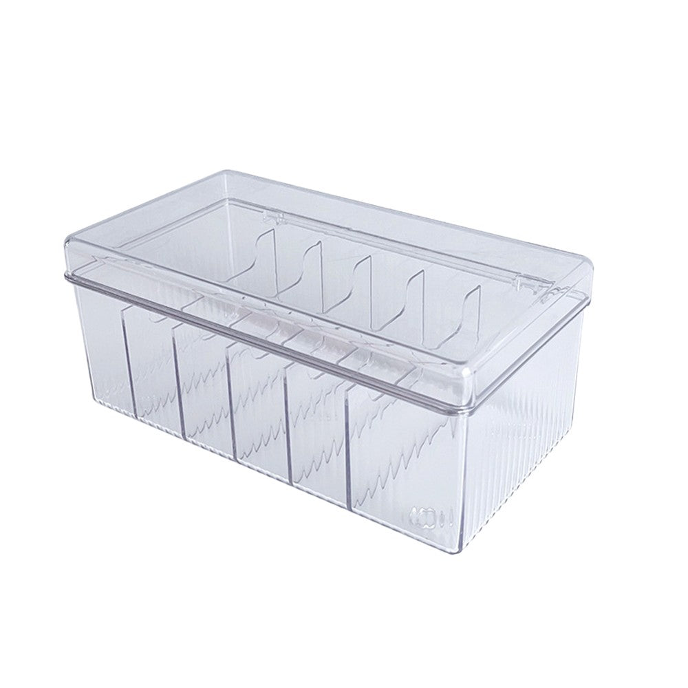 6 Compartments Data Cable Management Box Clear Power Cord Organizer Box Charger Storage Box with Lid