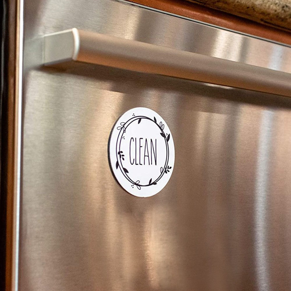 2 X Round Magnetic Dishwasher Clean Dirty Sign Non-Scratch Clean Dirty Indicator