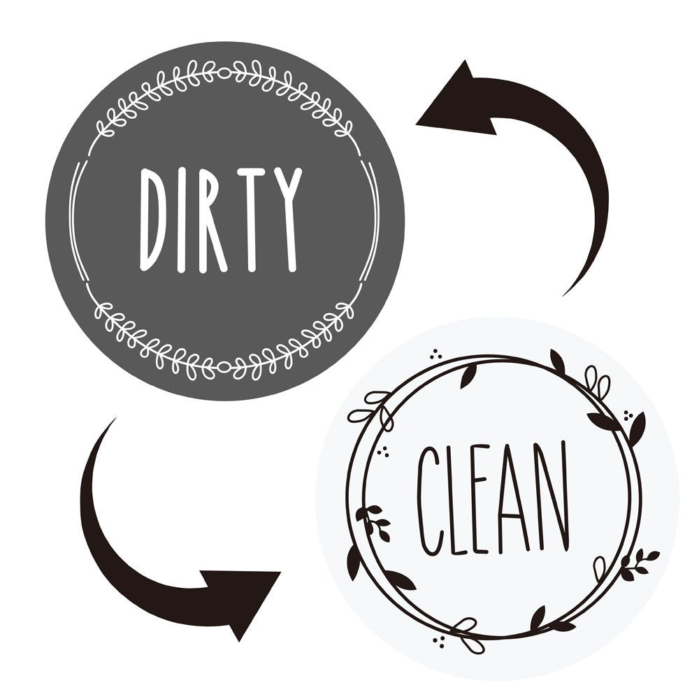 2 X Round Magnetic Dishwasher Clean Dirty Sign Non-Scratch Clean Dirty Indicator