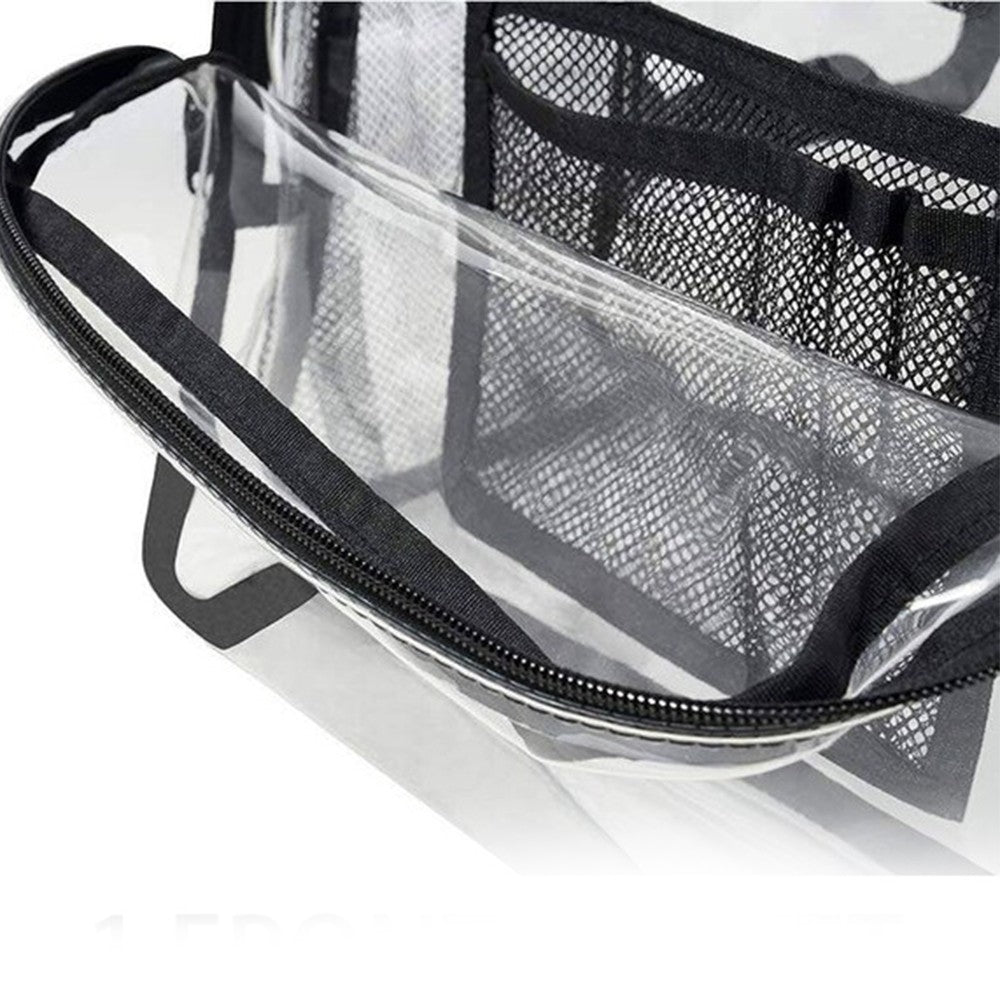 PVC Clear Backpack Transparent Bookbag School Backpack with Reinforced Strap Black