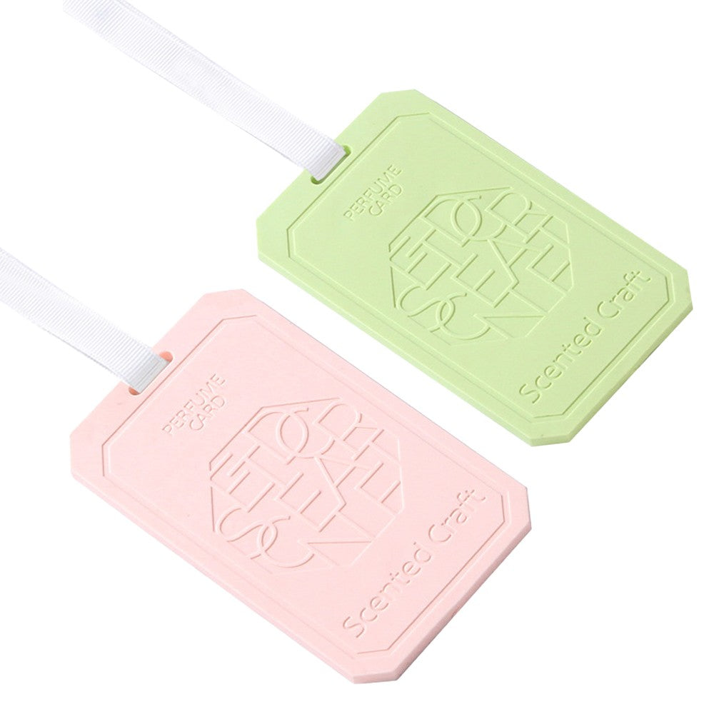 2 X Hanging EVA Wardrobe Aromatherapy Tablets Car Air Freshener Incense Tablets with Lanyard Green + Pink