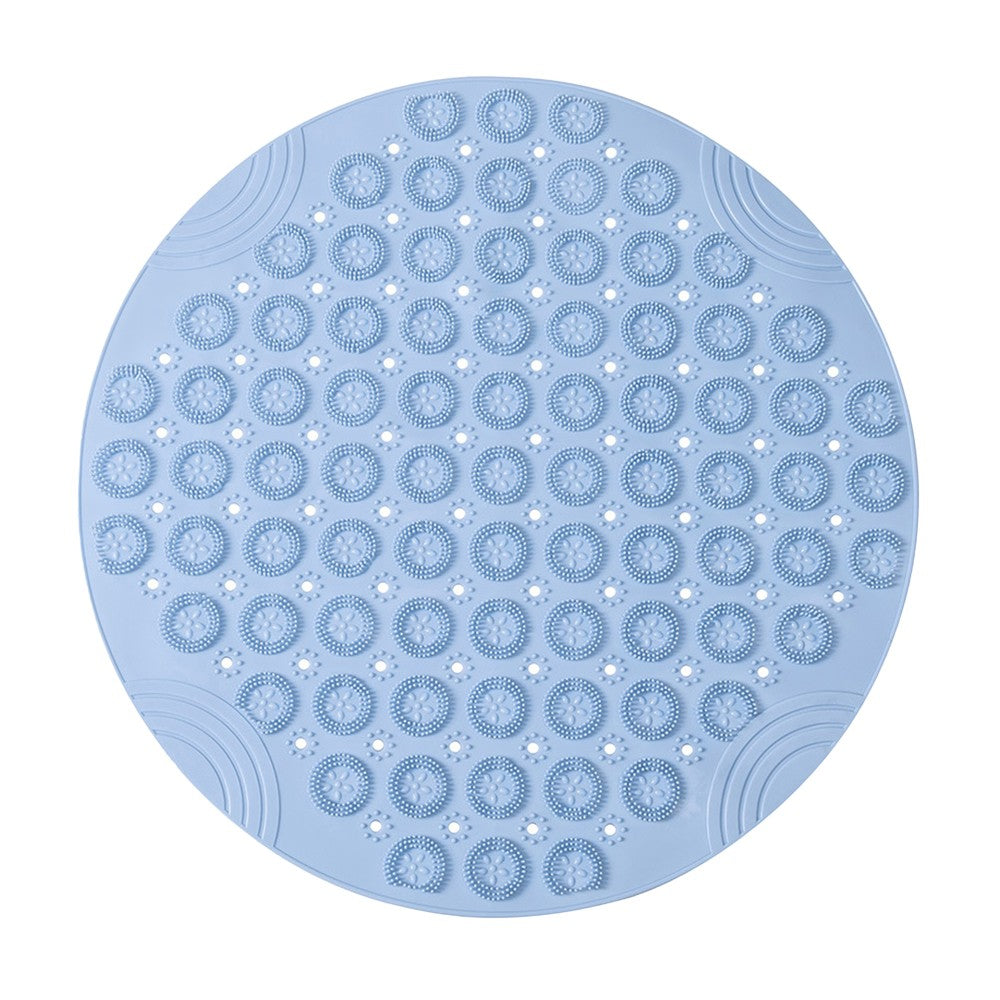 55cm Anti Slip Shower Mat Foot Scrub Mat Exfoliates Feet Scrubber Suction Cups Mat Blue