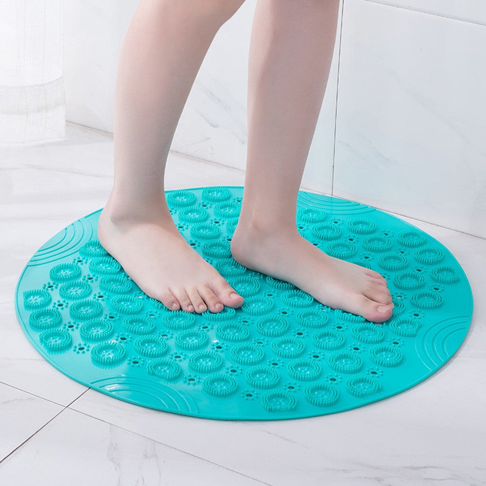55cm Anti Slip Shower Mat Foot Scrub Mat Exfoliates Feet Scrubber Suction Cups Mat Green
