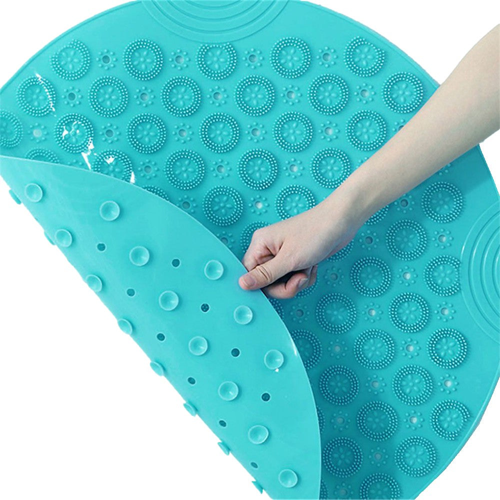 55cm Anti Slip Shower Mat Foot Scrub Mat Exfoliates Feet Scrubber Suction Cups Mat Green