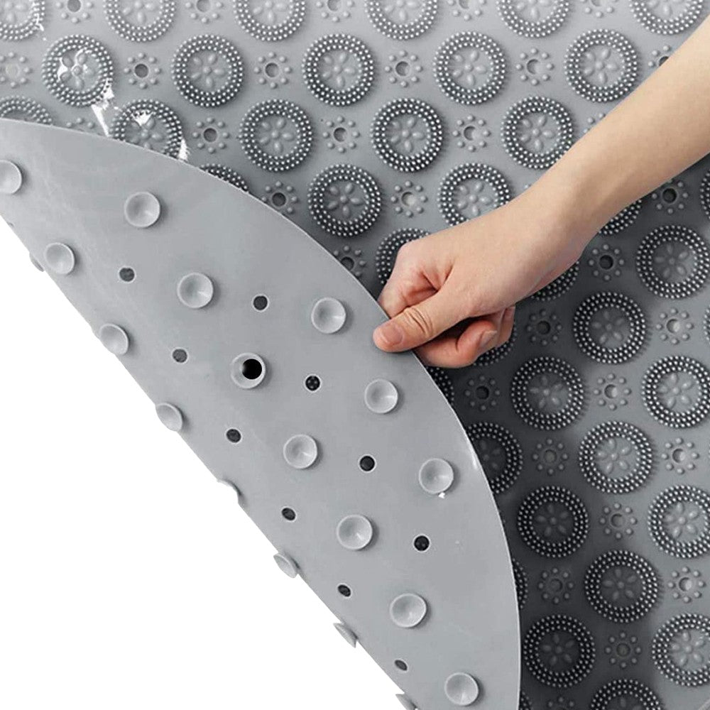 55cm Anti Slip Shower Mat Foot Scrub Mat Exfoliates Feet Scrubber Suction Cups Mat Grey