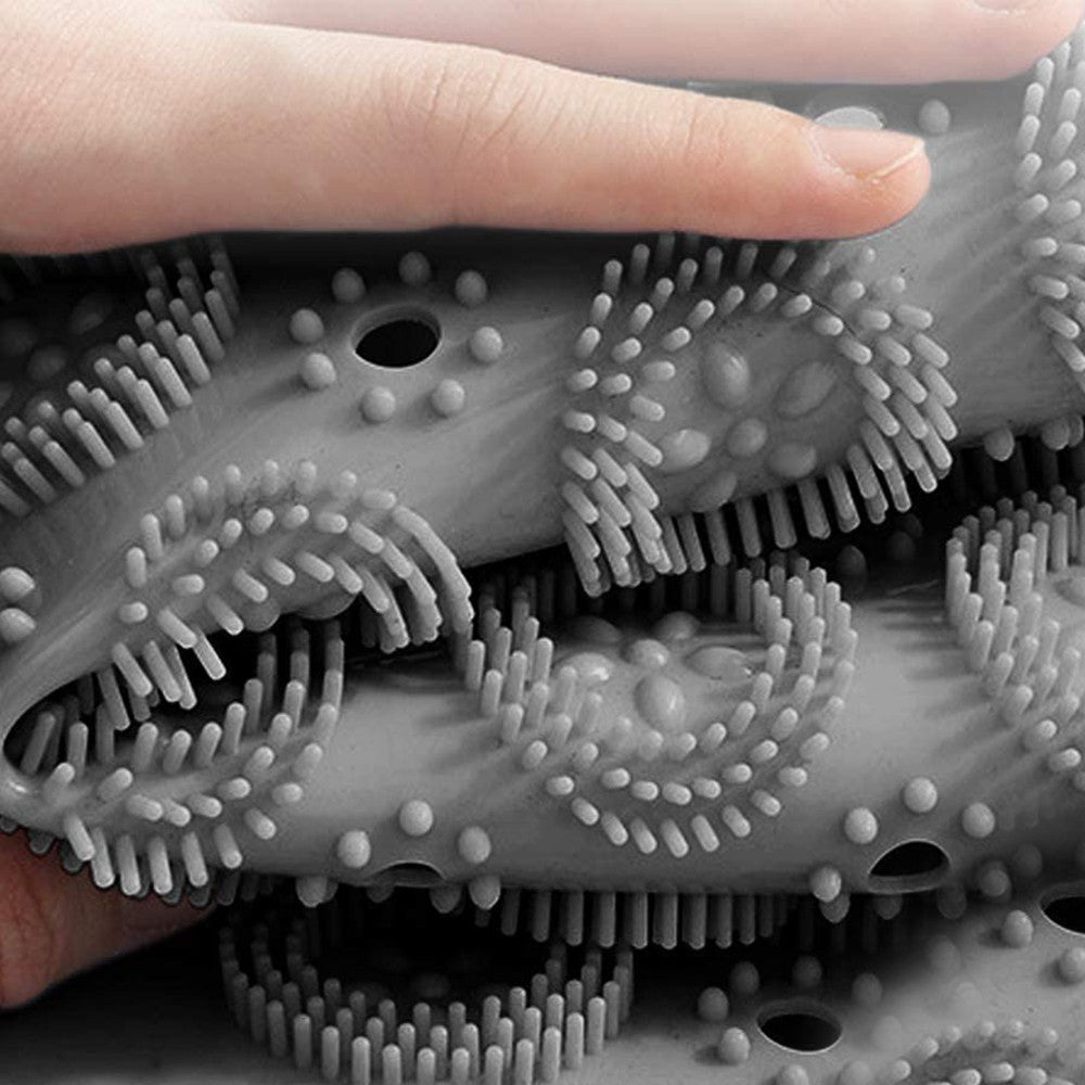 55cm Anti Slip Shower Mat Foot Scrub Mat Exfoliates Feet Scrubber Suction Cups Mat Grey