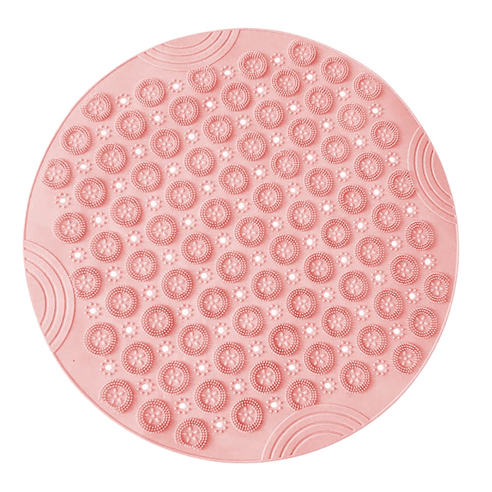 55cm Anti Slip Shower Mat Foot Scrub Mat Exfoliates Feet Scrubber Suction Cups Mat Pink