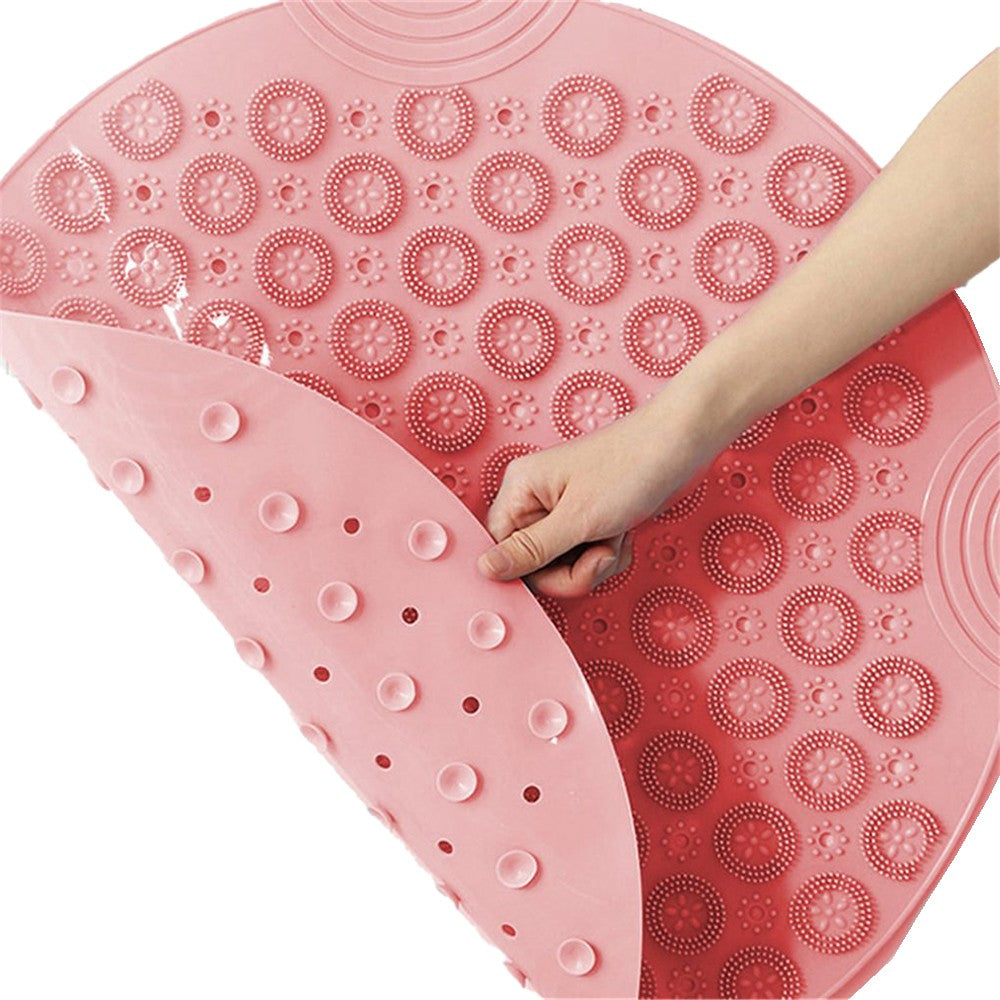 55cm Anti Slip Shower Mat Foot Scrub Mat Exfoliates Feet Scrubber Suction Cups Mat Pink