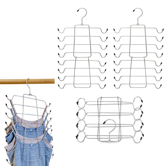 2 X Foldable 8-Layer Tank Tops Clothes Hanger Bra Hanger Closet Organizer Hanger Space Saving