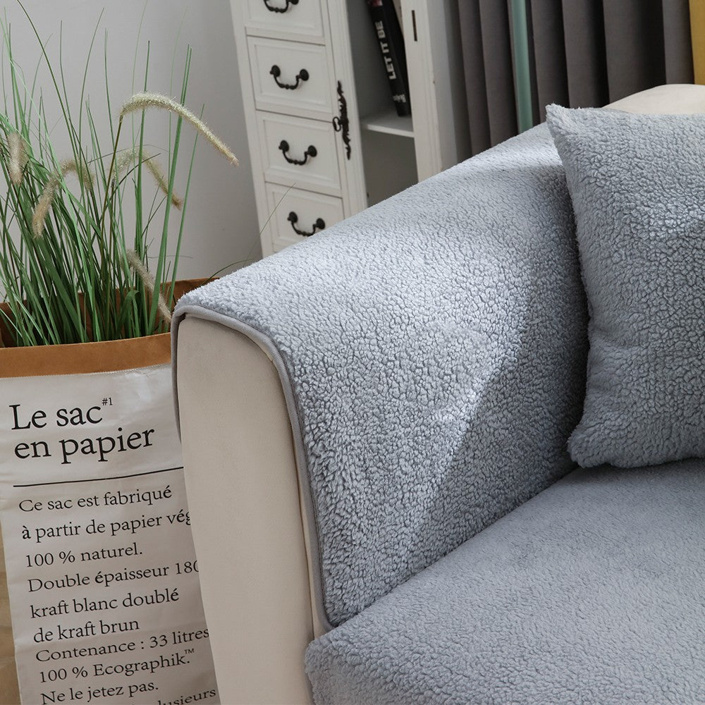 70x150cm Plush Sofa Seat Cushion Cover Anti-slip Couch Seat Slipcover Furniture Protective Cover Grey