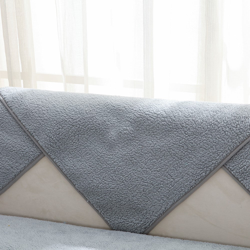 70x180cm Plush Sofa Seat Cushion Cover Anti-slip Couch Seat Slipcover Furniture Protective Cover Grey