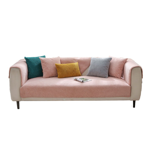 70x180cm Plush Sofa Seat Cushion Cover Anti-slip Couch Seat Slipcover Furniture Protective Cover Pink