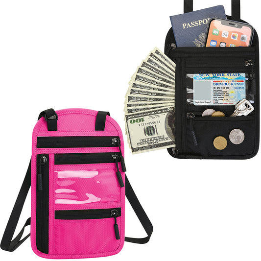 2 X Travel RFID Blocking Passport Holder Travel Wallet Phone Bag Black Rose Red