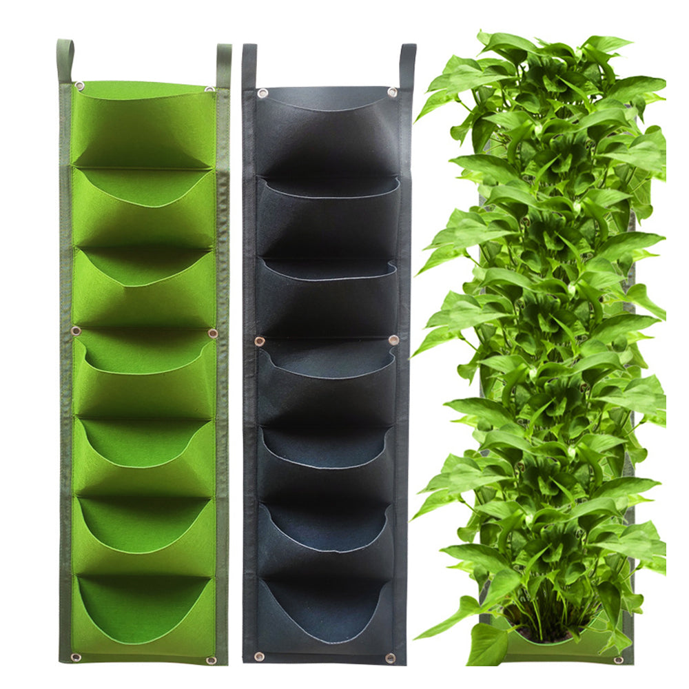 2 X Garden Planting Bag 7 Pocket Flower Grow Pouch 100cm Wall Hanging Planter