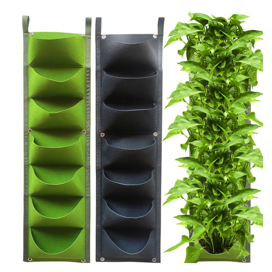 2 X Garden Planting Bag 7 Pocket Flower Grow Pouch 100cm Wall Hanging Planter