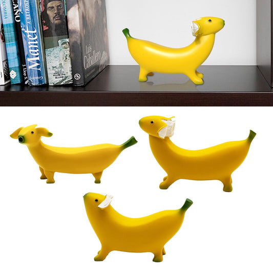 3Pcs Cute Banana Dog Garden Statues Figurines Desktop Ornament Home Garden Decor