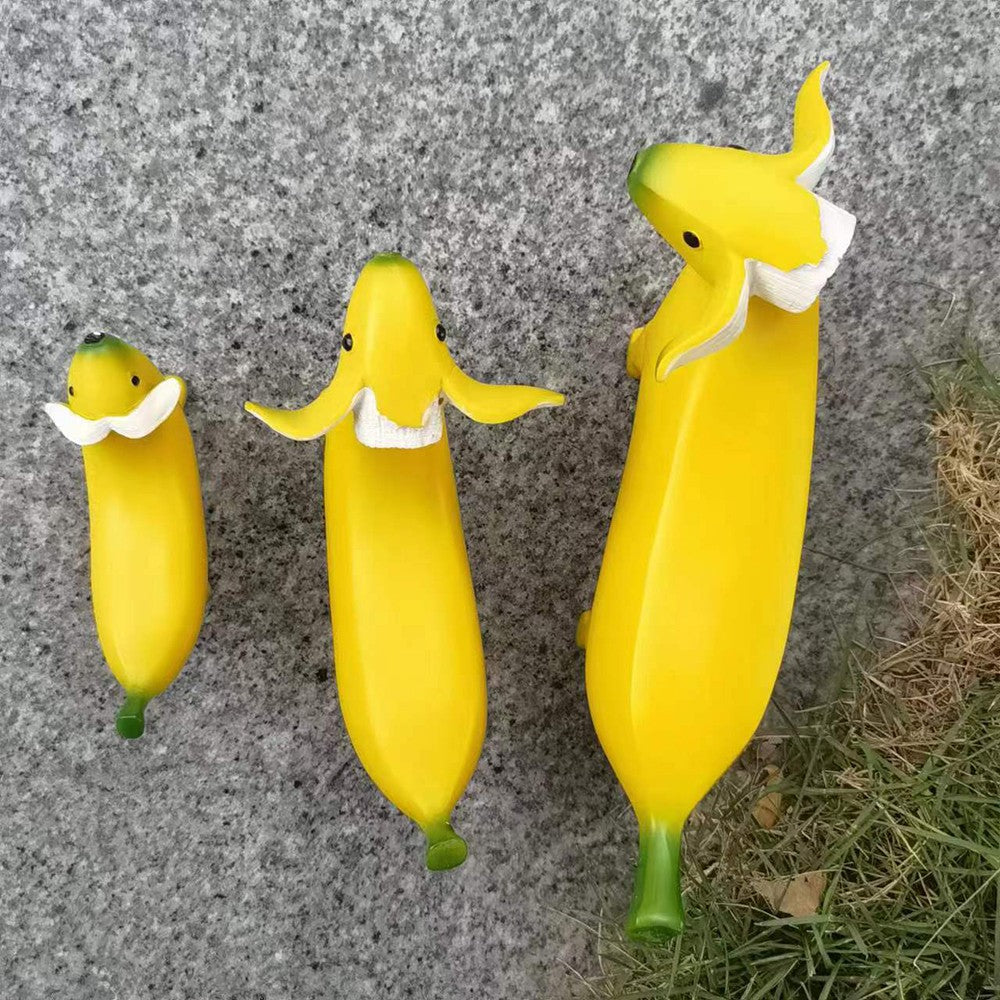 3Pcs Cute Banana Dog Garden Statues Figurines Desktop Ornament Home Garden Decor