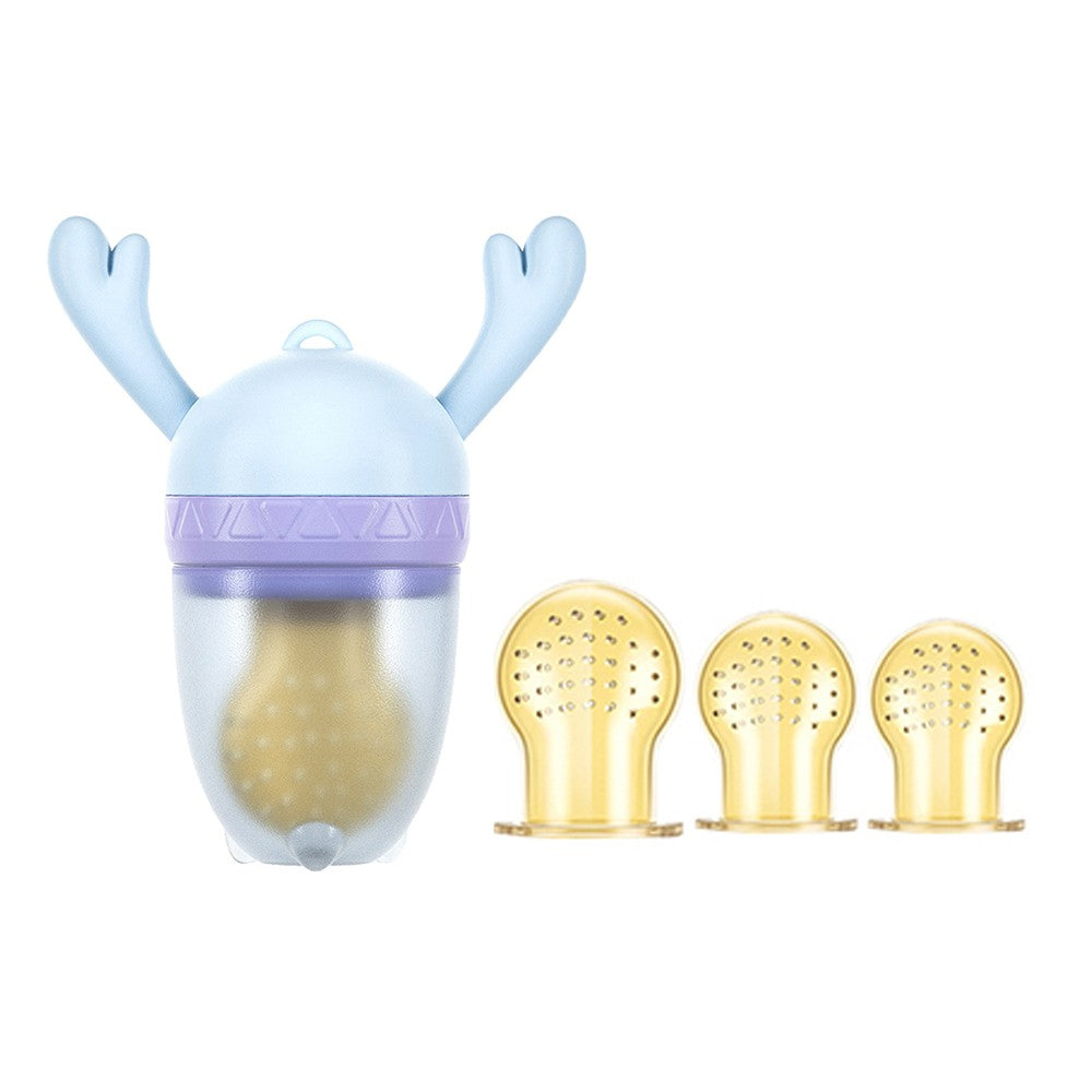 FDA Approved Baby Fresh Fruit Food Feeder Pacifier Set Silicone Feeding Nipple Blue