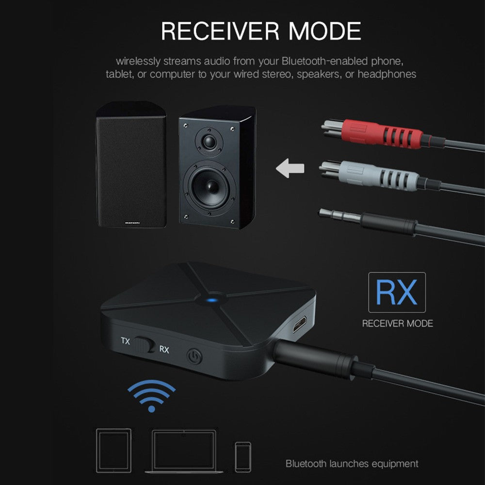 2 X 2-in-1 Bluetooth 5.0 Wireless Audio Transmitter Receiver Wireless 3.5mm Audio Adapter for TV PC Headphones