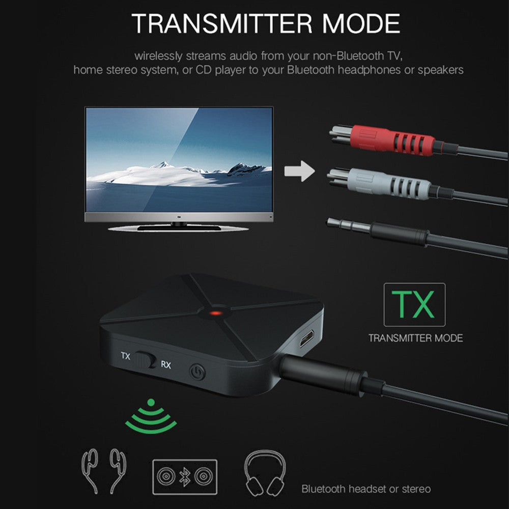 2 X 2-in-1 Bluetooth 5.0 Wireless Audio Transmitter Receiver Wireless 3.5mm Audio Adapter for TV PC Headphones