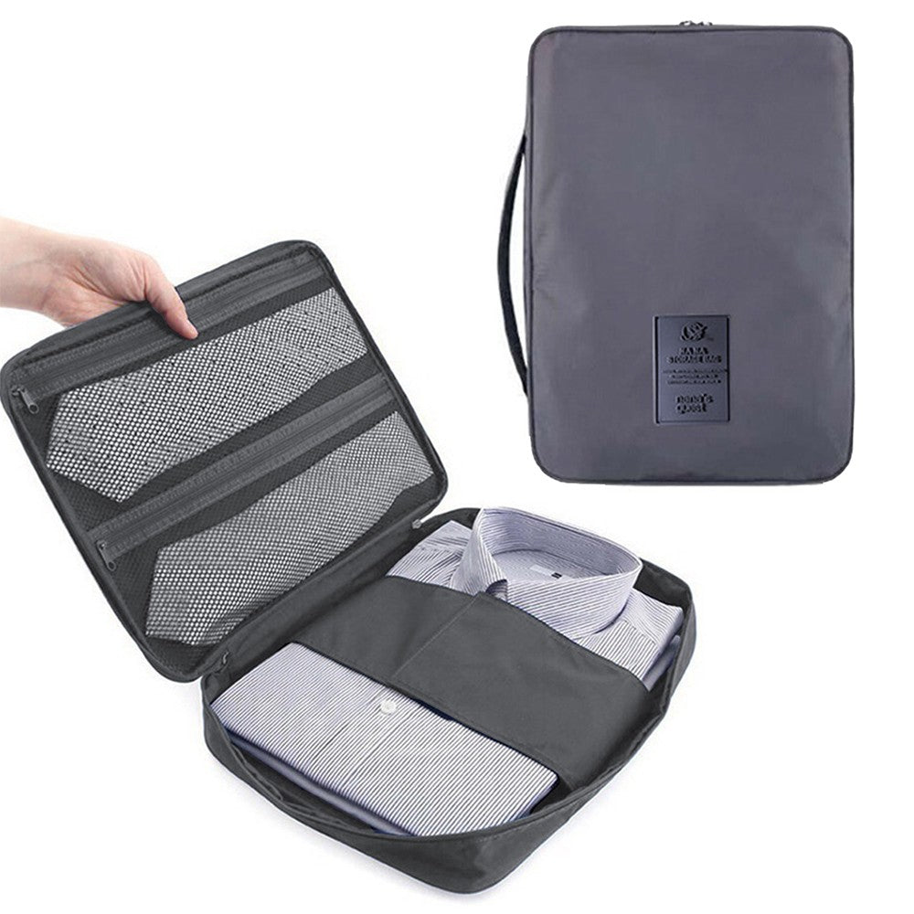 Shirt Tie Packing Bag Travel Storage Pouch Wrinkle-proof Shirt Organizer for Business Trip Grey