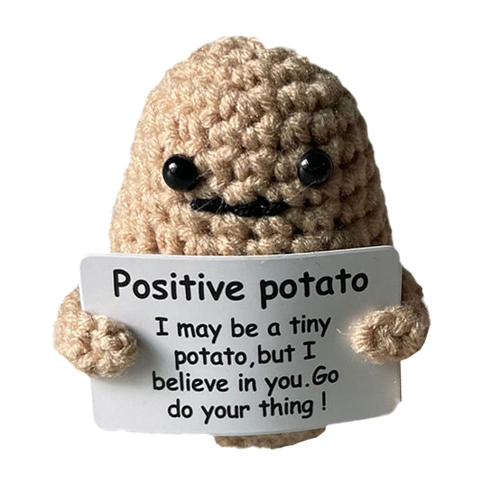 Positive Potato Dolls with Positivity Affirmation Card Knitted Potato Inspired Toy Desktop Decoration Style 1