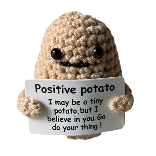 Positive Potato Dolls with Positivity Affirmation Card Knitted Potato Inspired Toy Desktop Decoration Style 1