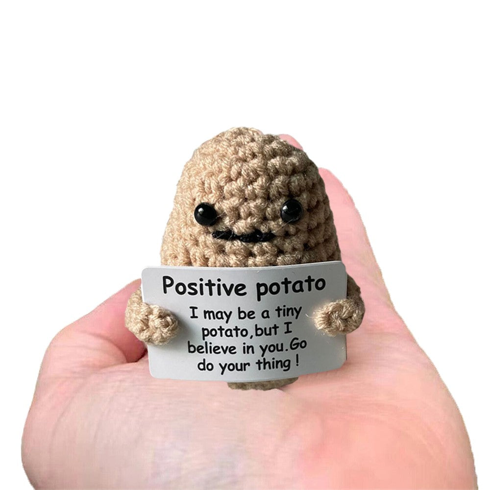 Positive Potato Dolls with Positivity Affirmation Card Knitted Potato Inspired Toy Desktop Decoration Style 1