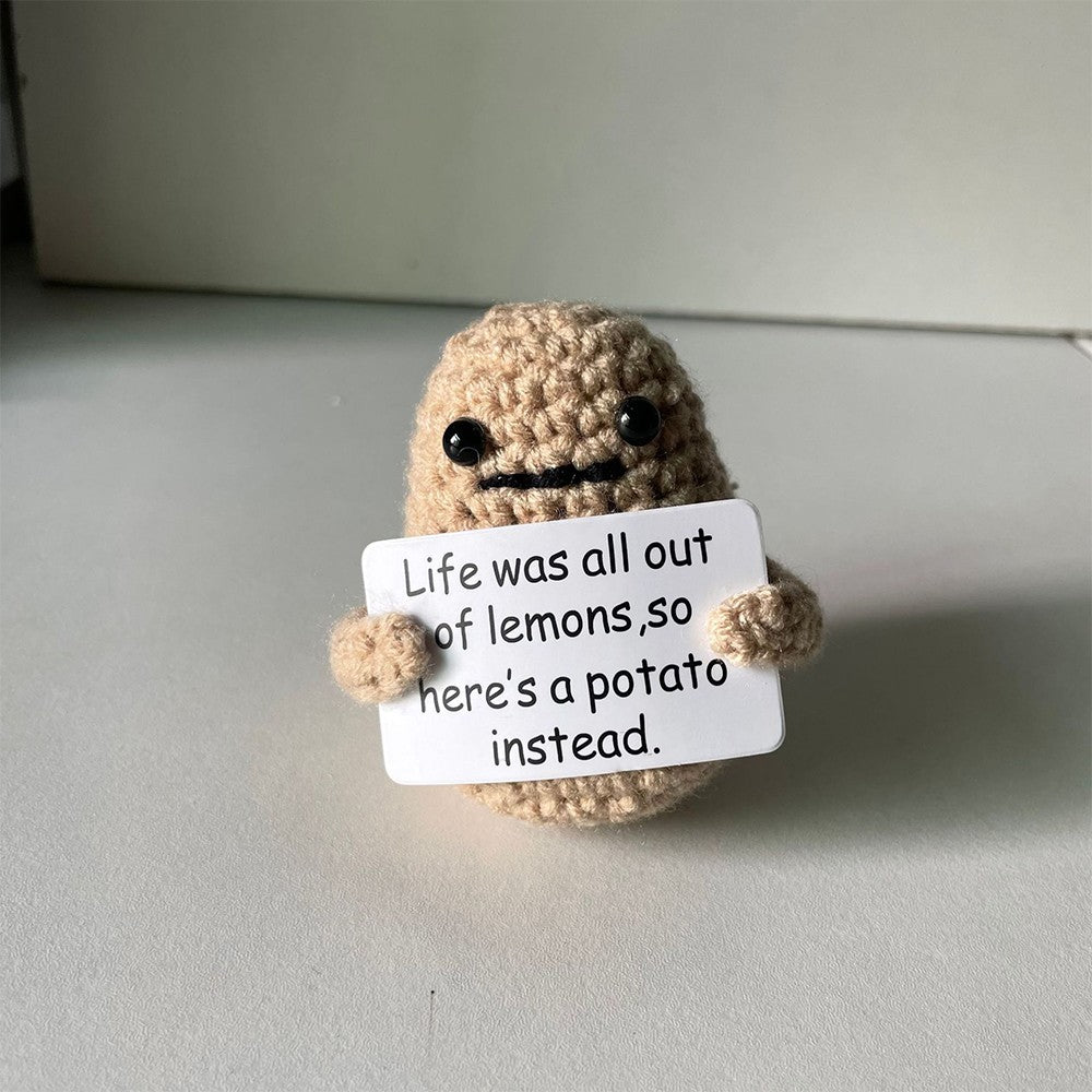 Positive Potato Dolls with Positivity Affirmation Card Knitted Potato Inspired Toy Desktop Decoration Style 2