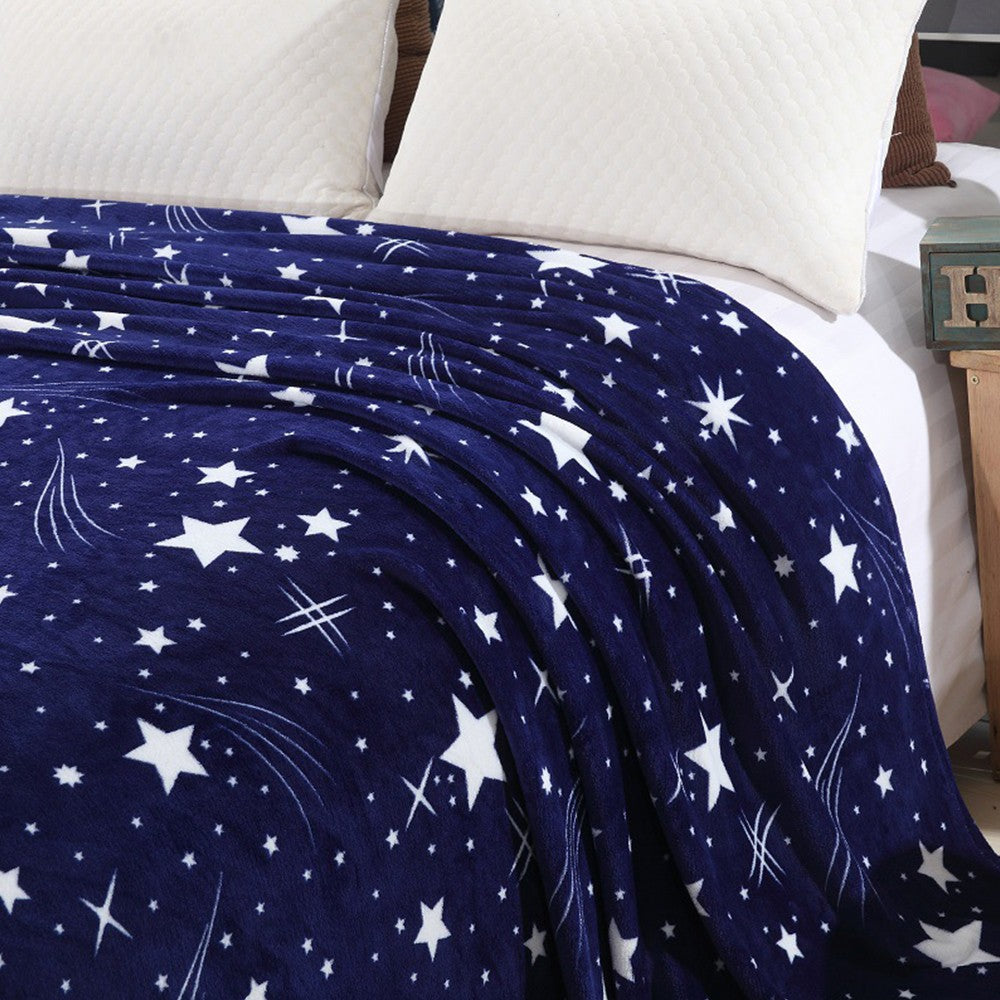 200x230cm Printed Flannel Throw Blanket Soft Sofa Blanket Starry Sky Style