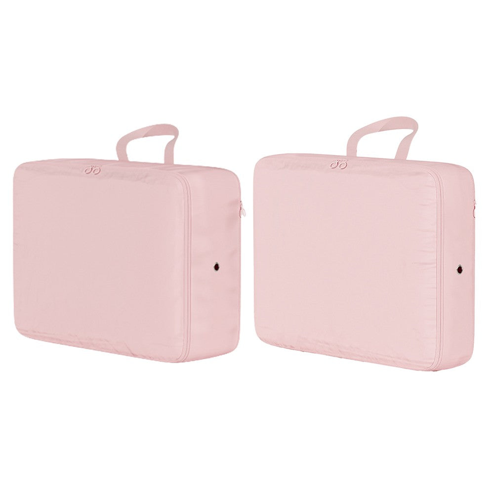 2Pcs Compression Storage Bag Travel Packing Cube Seasonal Clothes Organizer Bag Pink