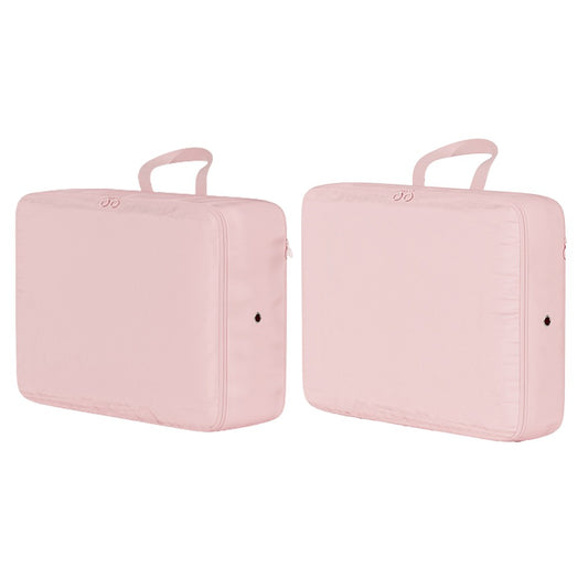 2Pcs Compression Storage Bag Travel Packing Cube Seasonal Clothes Organizer Bag Pink