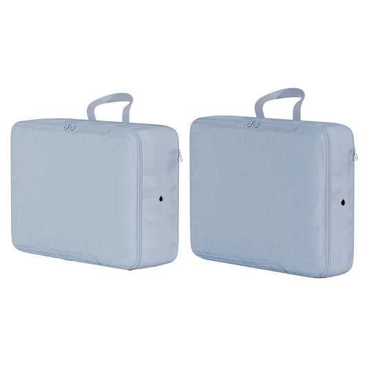 2Pcs Compression Storage Bag Travel Packing Cube Seasonal Clothes Organizer Bag Blue