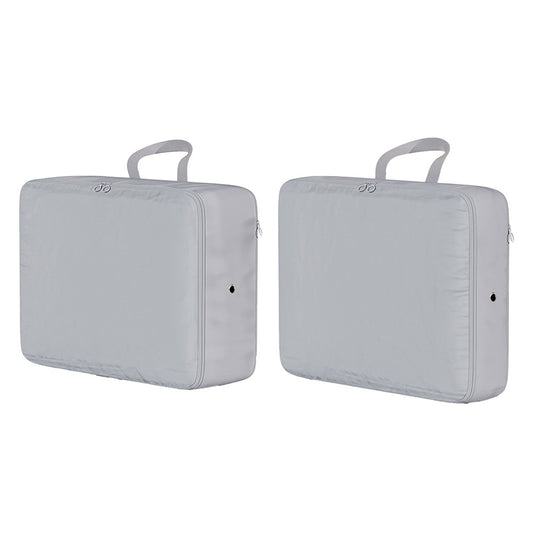 2Pcs Compression Storage Bag Travel Packing Cube Seasonal Clothes Organizer Bag Grey