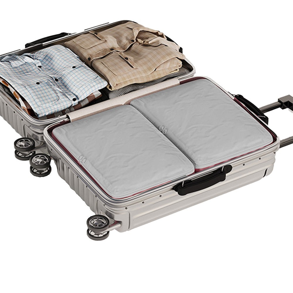 2Pcs Compression Storage Bag Travel Packing Cube Seasonal Clothes Organizer Bag Grey