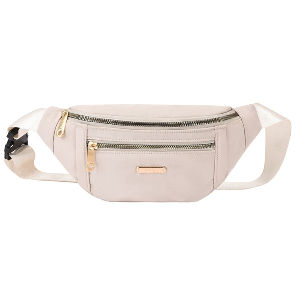 Women Crossbody Fanny Pack Waist Bag Mini Belt Bag for Outdoors Sports Hiking Running Beige