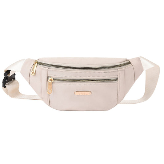 Women Crossbody Fanny Pack Waist Bag Mini Belt Bag for Outdoors Sports Hiking Running Beige