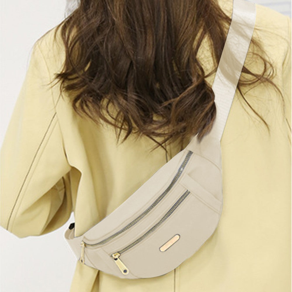 Women Crossbody Fanny Pack Waist Bag Mini Belt Bag for Outdoors Sports Hiking Running Beige